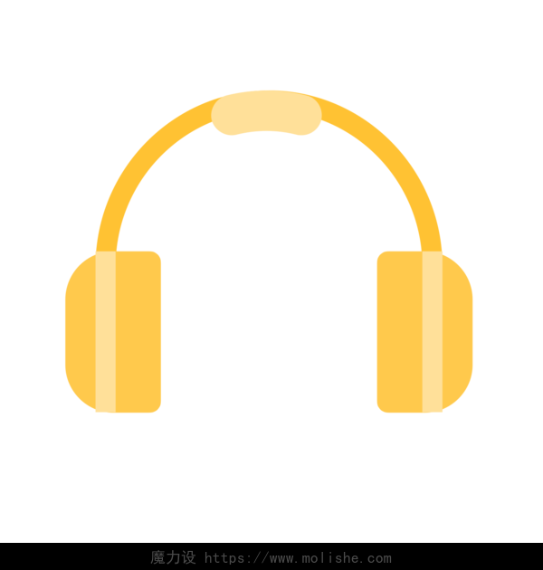  黄色圆弧弯曲耳机元素